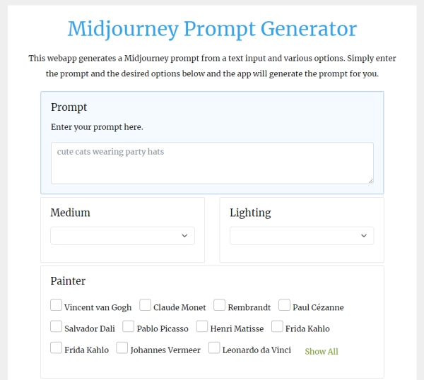 Midjourney Prompt Generator